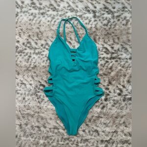 Teal Strappy One-Piece Swimsuit